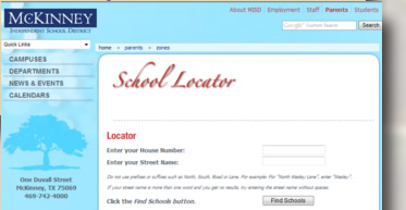 McKinney Independent School District School Zone Locator